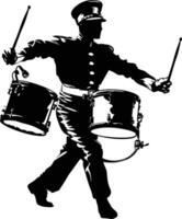 AI generated Silhouette marching band percussion instrument player full body black color only vector