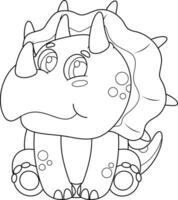 Cute Baby Triceratops Dinosaur Cartoon Character. Vector Hand Drawn Illustration