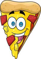 Smiling Pizza Slice Cartoon Character. Vector Hand Drawn Illustration