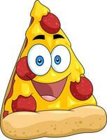 gracioso pepperoni Pizza rebanada dibujos animados personaje. vector mano dibujado ilustración