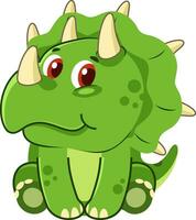 Cute Baby Triceratops Dinosaur Cartoon Character. Vector Illustration Flat Design