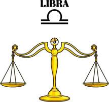 Libra dibujos animados personaje horóscopo zodíaco signo. vector mano dibujado ilustración