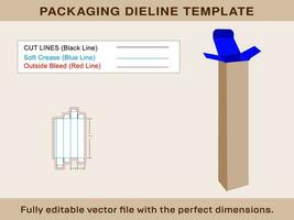 Pen Box Dieline Template, Vector File and 3d box,