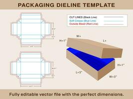 Packaging Box, Rectangle Box, Shoe Box, Dieline Template and 3d box vector