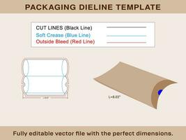 Pillow Box, Party Favor Box, Wedding Favor Box, Dieline Template and 3d box vector