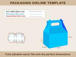 Large Gable Box Dieline Template Design vector