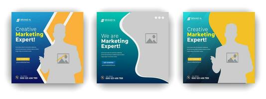 Digital marketing and business agency Web banner or bundle with colorful design templates vector