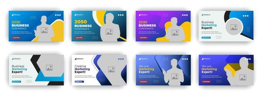 Modern video thumbnail or web banner template for business video bundle Offer vector