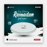 Special Ramadan Kareem Iftar date fall social media cover design, delicious Ramadan food menu post template, discount offer, restaurant web banner, abstract green colorful gradient background vector