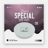 Special Ramadan Kareem Iftar date fall social media cover design, delicious Ramadan food menu post template, discount offer, restaurant web banner, abstract red colorful shape gradient background vector