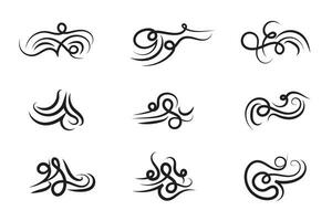 Vintage Filigree Swirls, calligraphy Tattoo style Decorative Elements, Text Ornaments curly line swings swashes, Flourishes Swirls Elegant ornate, flourish Swirl ornament stroke, scroll design vector