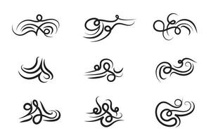 Vintage Filigree Swirls, calligraphy Tattoo style Decorative Elements, Text Ornaments curly line swings swashes, Flourishes Swirls Elegant ornate, flourish Swirl ornament stroke, scroll design vector