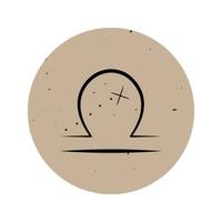 The zodiac sign is Libra. Vector icon in a beige grunge circle.