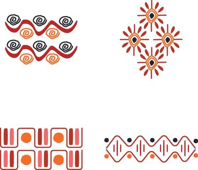 Hand Drawn Abstract African Shapes. With Different Pattern. Vector Illustration