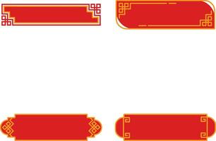 Chinese Title Frame Icons. Red Chinese Border. Isolated On White Background vector