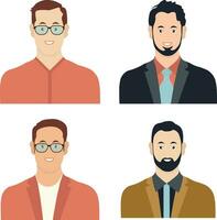 Collection of Business Man Avatar Character. User Profile. Isolated Vector