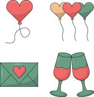 Set of Different Valentine's Day. Vector Illustration With Cartoon Style.