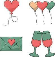 Set of Different Valentine's Day. Vector Illustration With Cartoon Style.