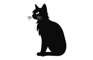 Cat Silhouette black Vector isolated on a white background