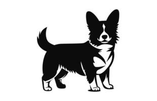 A Corgi Dog black vector Silhouette isolated on a white background