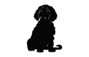 A Cockapoo Dog black Silhouette vector isolated on a white background