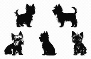 Set of Yorkshire Terrier Dogs Silhouettes vector free