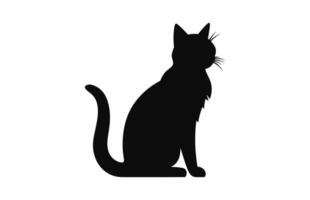 Cat Silhouette black Vector isolated on a white background