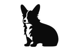 A Corgi Dog black vector Silhouette isolated on a white background