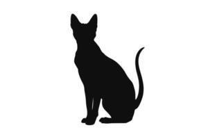 Peterbald Cat Silhouette black vector isolated on a white background