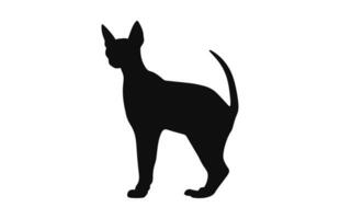 Peterbald Cat Silhouette black vector isolated on a white background