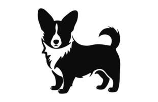 A Corgi Dog black vector Silhouette isolated on a white background