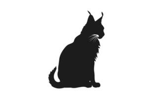 Lynx Cat Silhouette black Vector isolated on a white background