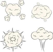 Comics Explosion Clouds Elements Set. Isolated Vector