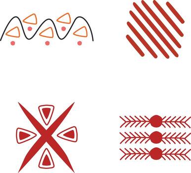 Hand Drawn Abstract African Shapes. With Different Pattern. Vector Illustration