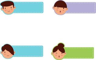 Set of Different Cute Label Name Tag. Isolated On White Background vector
