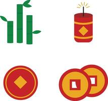 Set of Chinese New Year Elements. Isolated Vector. vector