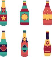 Set of Different Various Bottles. Flat Vector Illustration