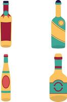 Set of Different Various Bottles. Flat Vector Illustration