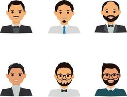 Set of Business Man Avatar. In Flat Style. Vector Illustration