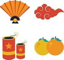 Chinese New Year Elements Set. Vector Flat Illustration.