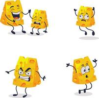 queso amantes día personaje iconos con varios emoticones vector