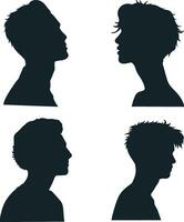 Collection of Man Head Silhouette. Isolated On White Background vector