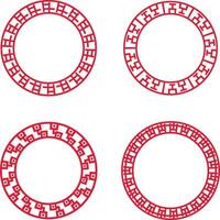 Chinese Circle Frame Icons Set. Asian Design Style. Isolated Vector. vector