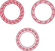 Chinese Circle Frame Icons Set. Asian Design Style. Isolated Vector. vector