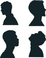 Collection of Man Head Silhouette. Isolated On White Background vector