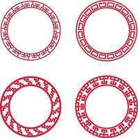 Chinese Circle Frame Icons Set. Asian Design Style. Isolated Vector. vector