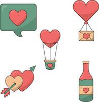 Set of Different Valentine's Day. Vector Illustration With Cartoon Style.