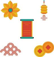 Chinese New Year Elements Set. Vector Flat Illustration.