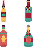 Set of Different Various Bottles. Flat Vector Illustration