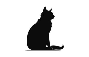 Cat Silhouette black Vector isolated on a white background